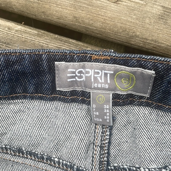 Esprit Dark Wash Raw Hem Denim Skirt - Picture 3 of 9